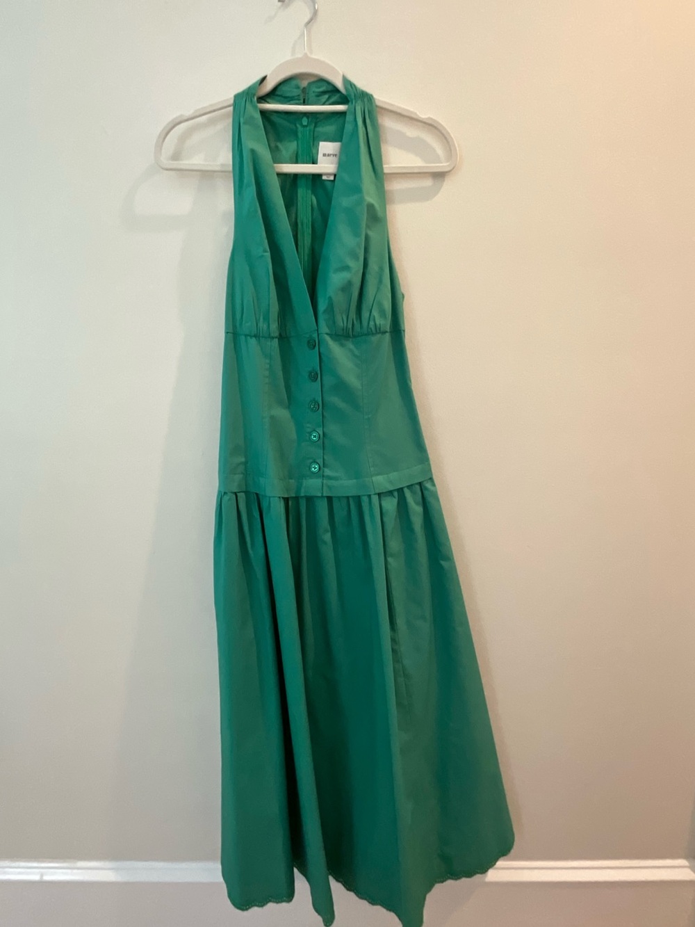 Maeve Teal Halter Maxi Dress with Button Front
